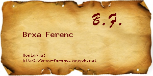 Brxa Ferenc névjegykártya